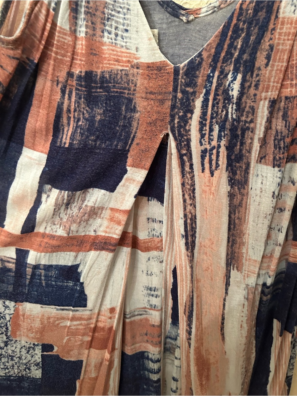 Abstract Print Tank Top - Navy & Rust - Picture 3 of 5